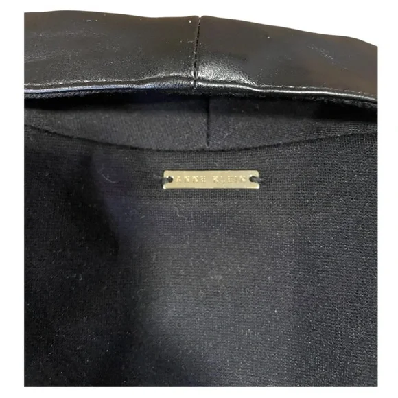 Anne Klein Black Blazer with Leather Sleeves - Picture 5 of 10